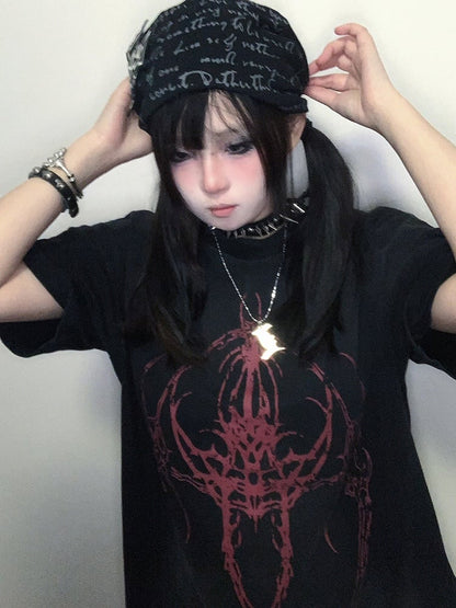 with Alien Print Black Creature Washed T-Shirt Fade