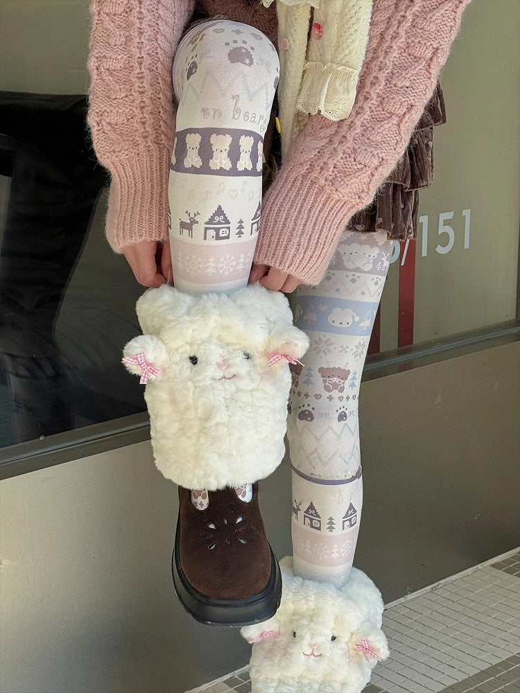 Lamb-Shaped Plush Warmers Leg
