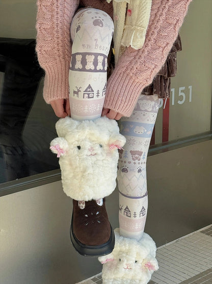 Lamb-Shaped Plush Warmers Leg