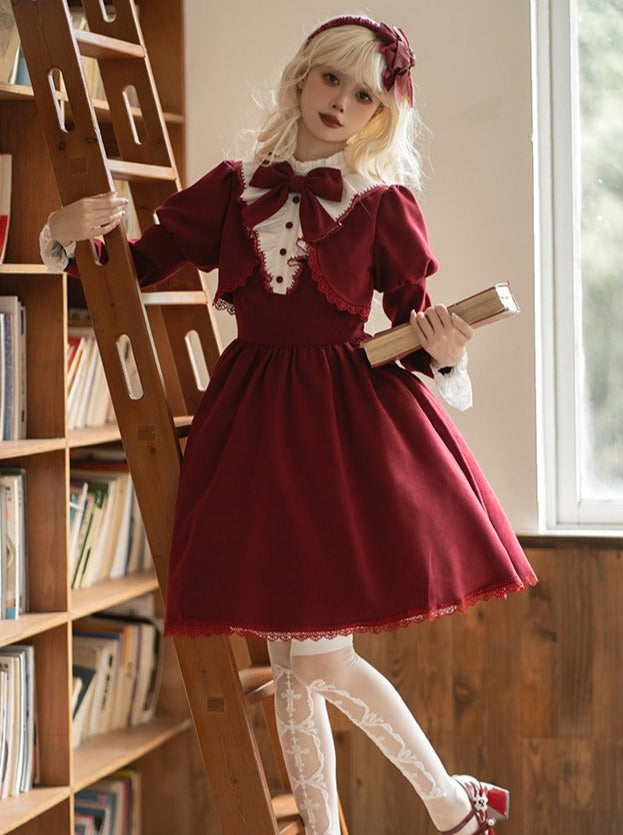 Gothic Zweiteiler mit Kunstband und Lolita-Kleid