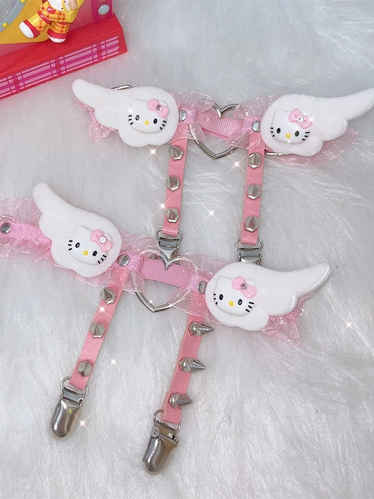 Kawaii Belt Pink Kitty Y2K Studs Garter