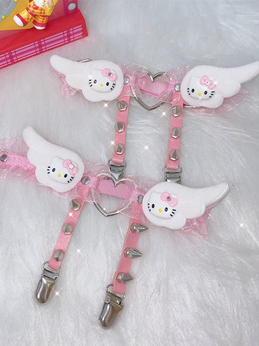 Kawaii Belt Pink Kitty Y2K Studs Garter