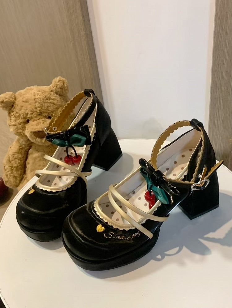Lolita Mary Heart with Shoes Snap Sweet Jane Black