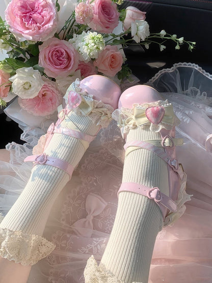 Sweet Strawberry Pink Jane Mary Shoes Cheese Lolita Cake