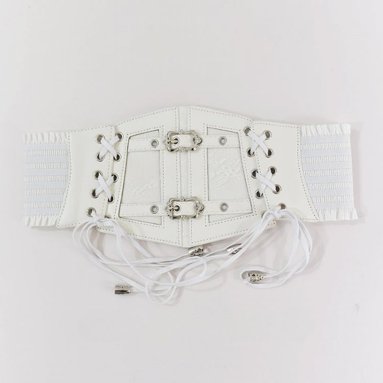 Black/White/Brown Lace-up Corset Punk Gothic Belt Detail