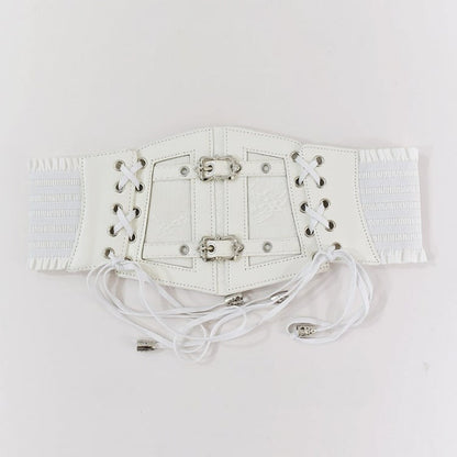 Black/White/Brown Lace-up Corset Punk Gothic Belt Detail