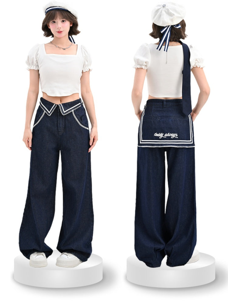 Weite Jeans Navycore Denim Taille Blau Niedrig