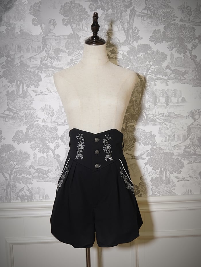 Black High Straps Belt with Ouji Waist Corset Lolita Shorts