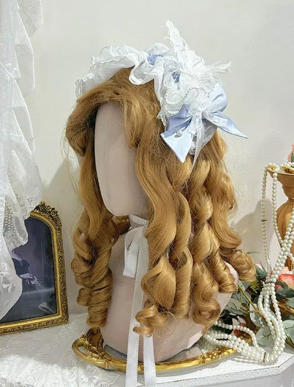 白と青のヘアバンド