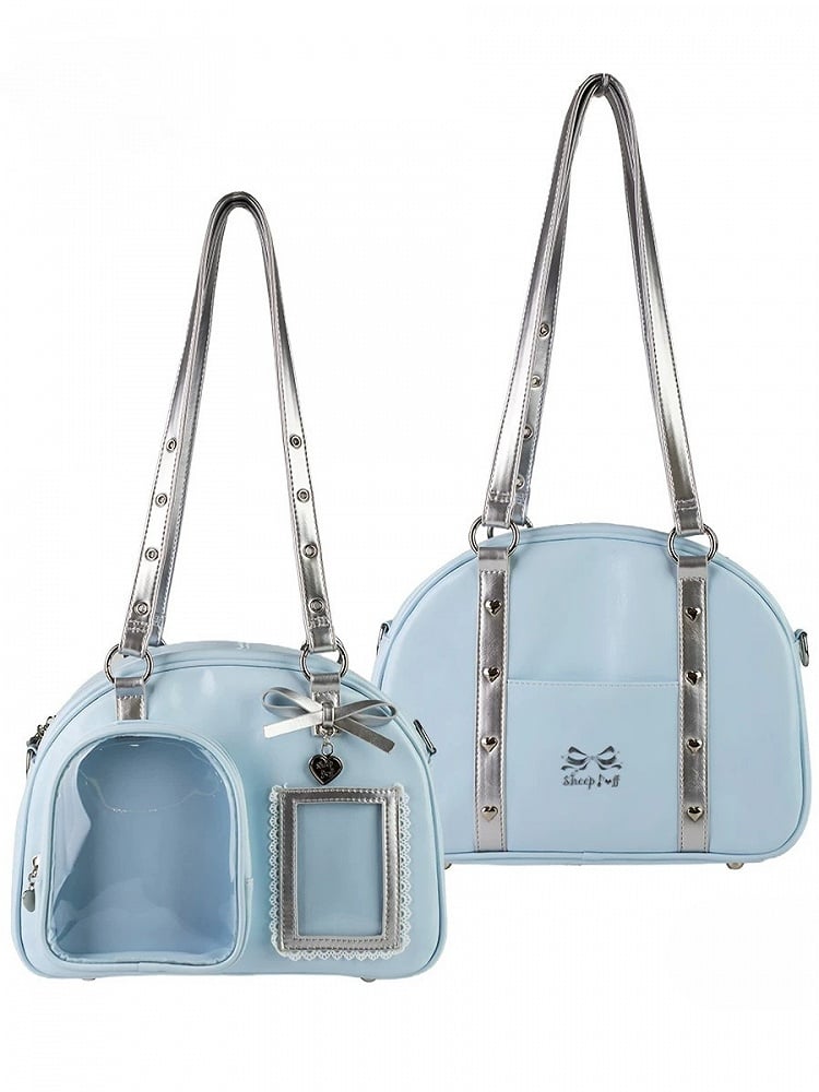 Carrying in with Options Blue Casual Ita Triple PU Silver Bag