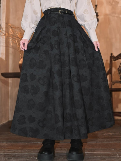 Grey Chinese Style Print - Skirt Leaf Dark
