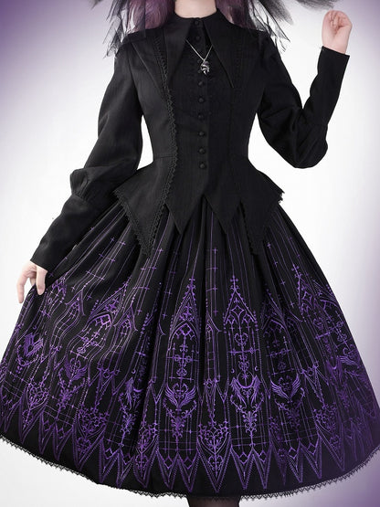 Lolita Shirt Pointed Sleeves Flat Black Collar Gothic Long