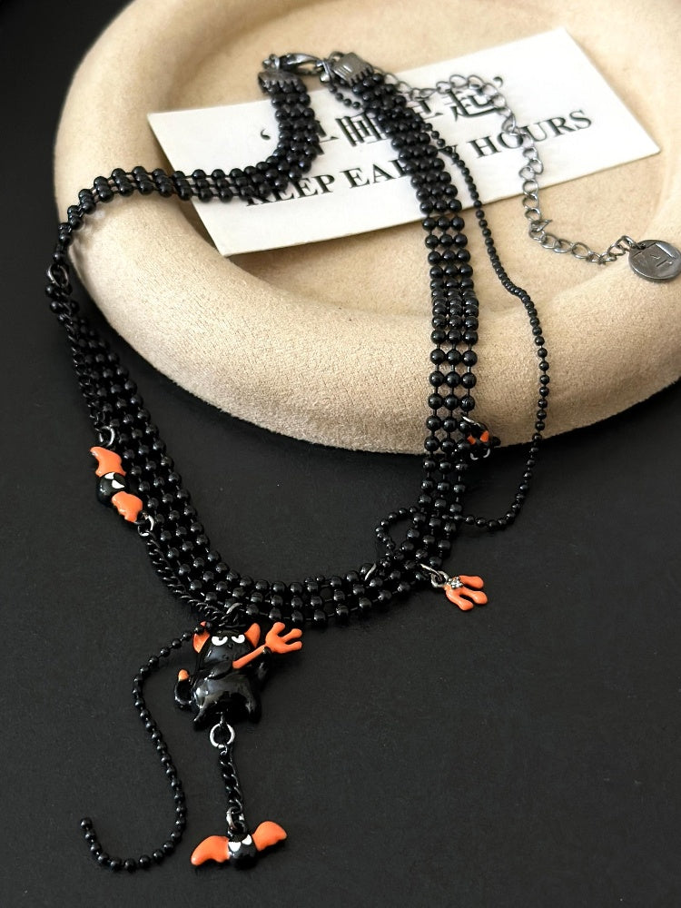 Y2K Pink/Orange Little Devil Pendant Necklace