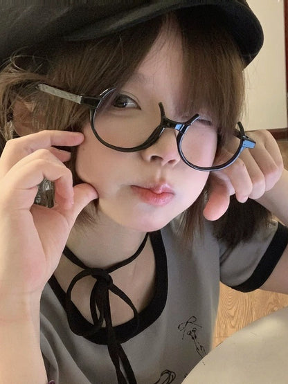 Kawaii Black Round Glasses Frames - Magic Diary