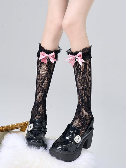 Decoration 3 Socks Lace Calf Kei Bow Jirai Colors