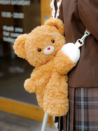 Dunkelgelber Bär Plüsch Rucksack Umhängetasche Klein/Mittel/Groß