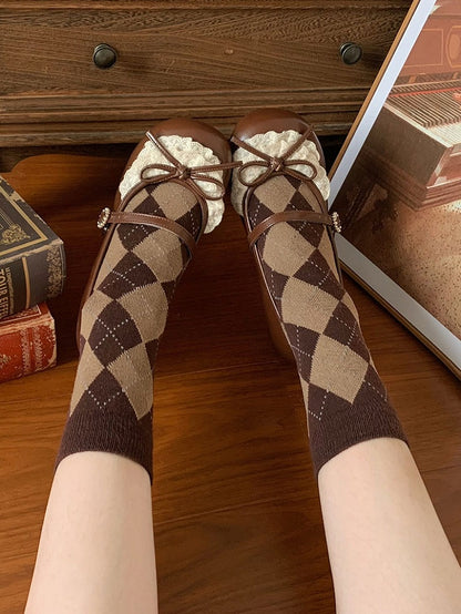 Schleife Trim Toe Brown Heels Mary Janes Runde Spitze Akzent 2,2 CM Dunkel Geknotet