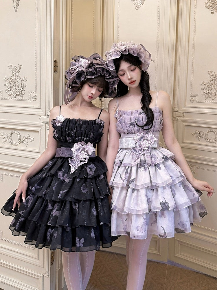 Violet Sweetheart Floral Stitched Layered JSK Gown - Yimu Walnut