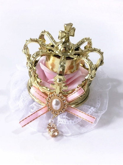 Bow Bead 5 Headpiece with Based Crown Golden – Color Lace Lolita Accents and White Options