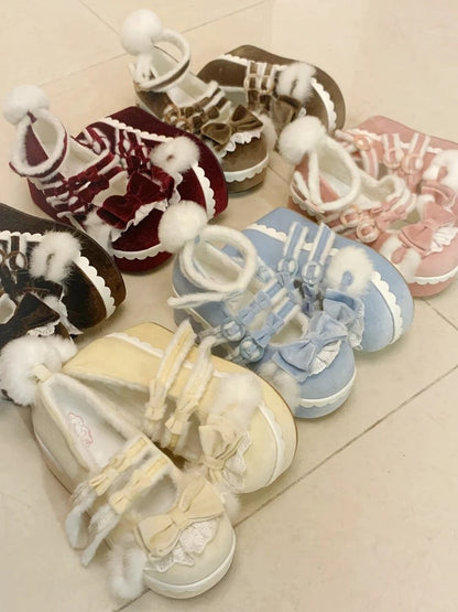 Cute Bunny Buckle Lining Shoes Mary Rabbit Jane Sweet - Details in Blue Platform with Circle Plush Lolita