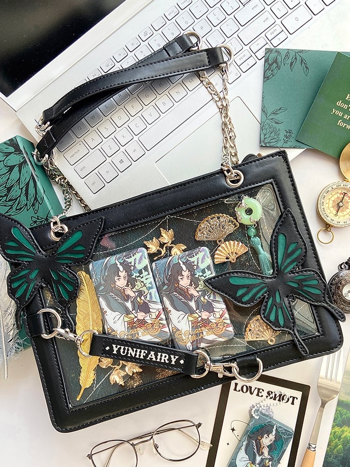 Ita Butterfly Capacity with Green Shoulder and Details Small Bag Gold – Spiderweb