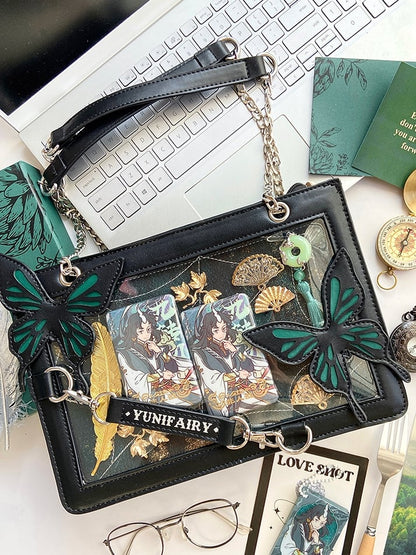 Ita Butterfly Capacity with Green Shoulder and Details Small Bag Gold – Spiderweb