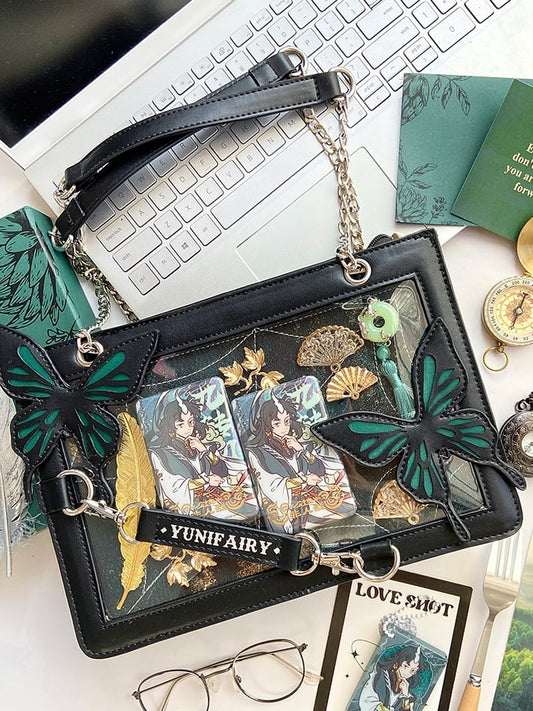 Ita Butterfly Capacity with Green Shoulder and Details Small Bag Gold – Spiderweb