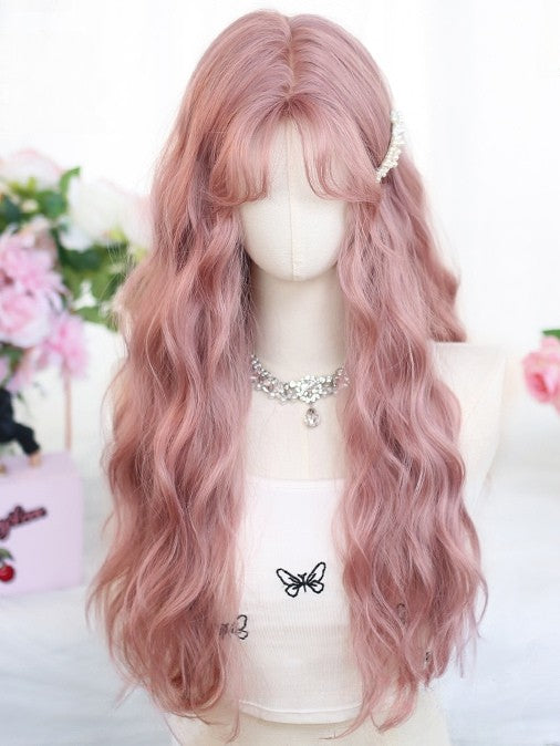 Pony mit Perücke Länge gewellt Taille 65-70 cm Vorhang Champagner/Pink