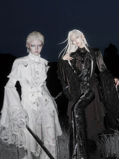 Ouji All Weste Bell White Shirt Tail - Lang + Gothic Set Fashion Lolita Ärmel