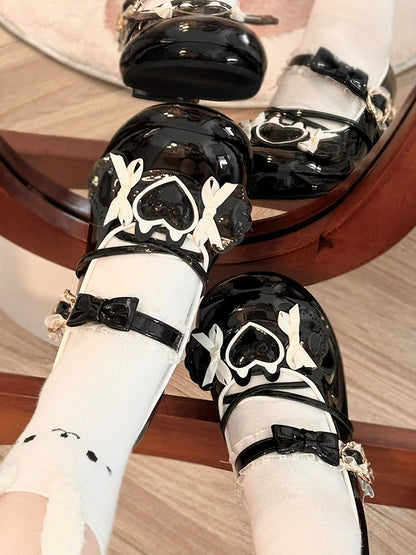 Janes with Sweet Accents Bow Black Candy-shaped Low-heel Ornaments Lolita Mary