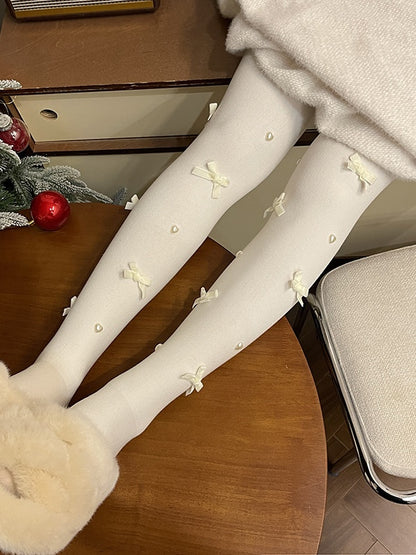 Sweet Bowknot Heart Tights