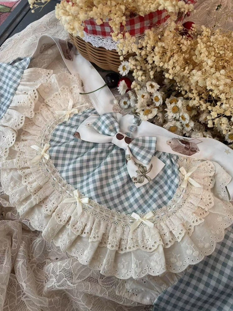 ホワイトパターンギンガム/グリーンレッドエプロン