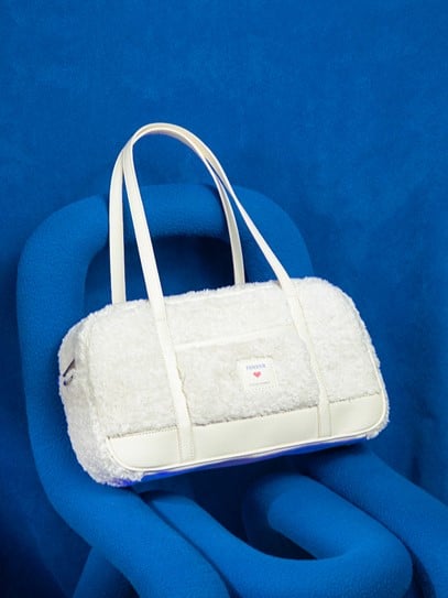 Style Faux Baguette In White Bag Fur Teddy Dreamy Kawaii