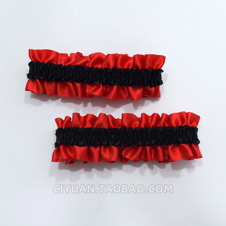 White/Red Lolita Gothic Ruffled Arm Cuff