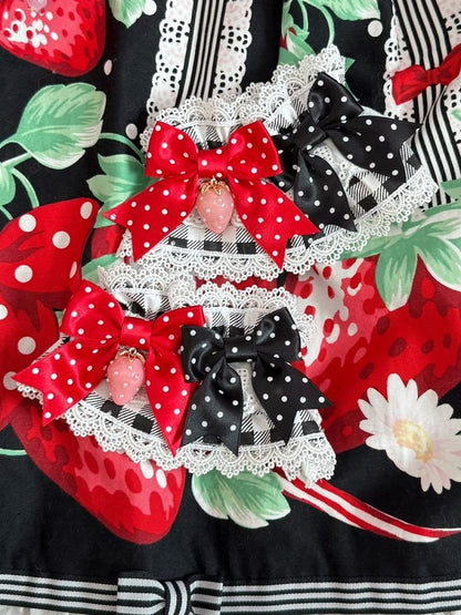 Muster 3 Besatzdetails Farbiger Charme Kariertes Handgelenk Erdbeere Schleife Gepunktete Optionen Spitzenmanschetten