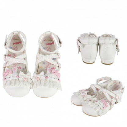 Design Details Pattern Crisscross Lace Applique Shoes Trim Sweet Polka-dot Lolita White Bowknot Bunny