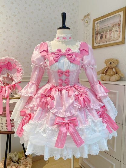 with Dress Sweet School Accents Bow Old Sleeves Pink Lolita Bell Dark Princess Detachable