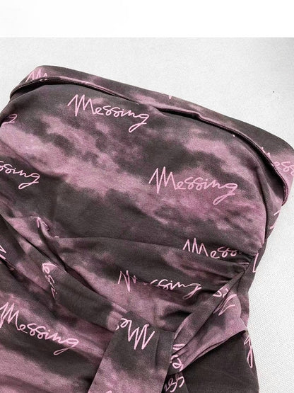 パープルダイストラップヘムトップY2Kアシンメトリービタースイートチューブセルフタイタイ