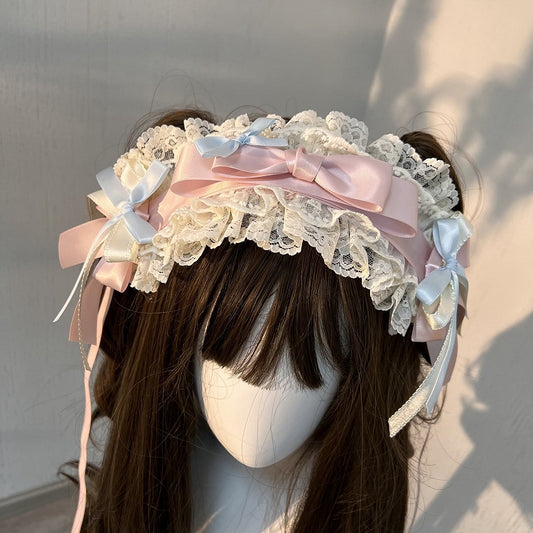 Hairband Apricot and Bows Blue Pink Decorated