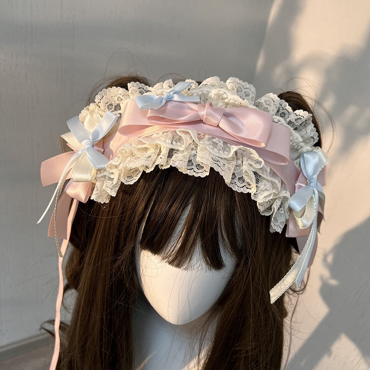 Pink Decorated Hairband Red Bows /