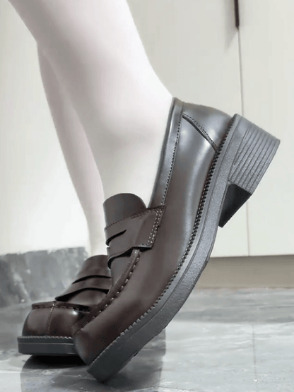 Fit Braune Loafer im Preppy-Design 4,5 cm mit stylischem Slip-in-Absatz