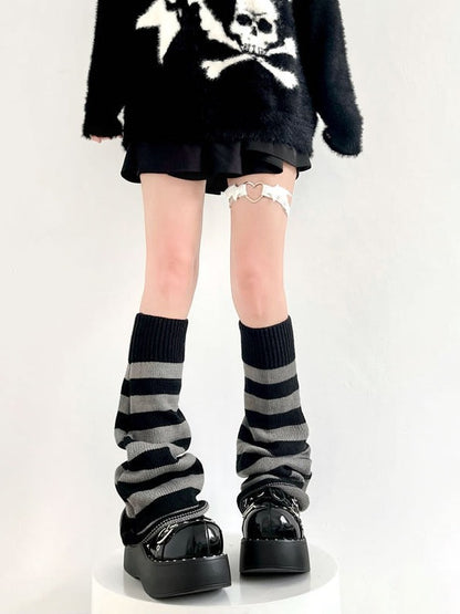 Flared Striped Leg Warmers - 46cm Kawaii Fairy Kei & Sweet Lolita Accessory, 8 Colors