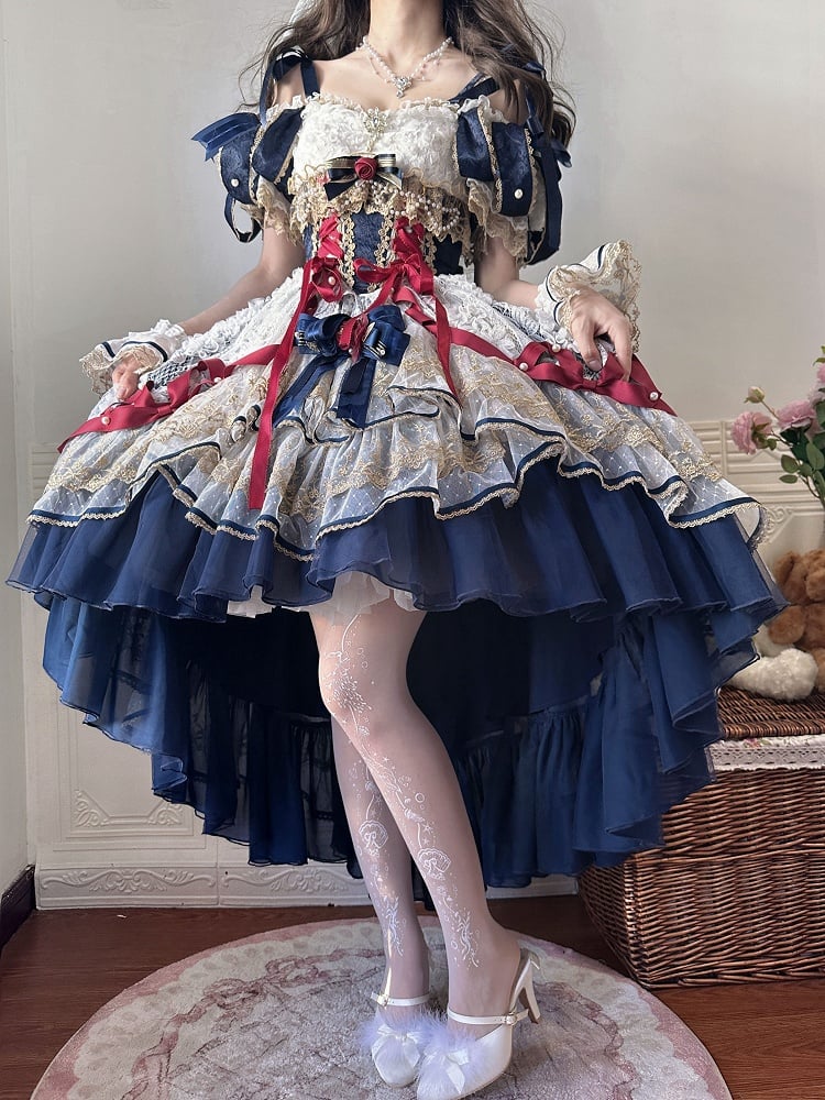 Corset Dark White Blue Red Lolita High-low Snow and Dress Hanayome