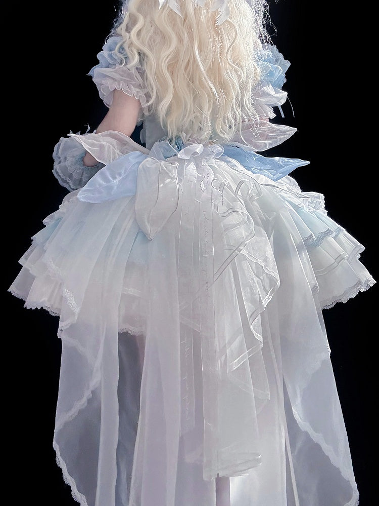 Mehrlagiges Balletcore-Thema, blaues Prinzessinnen-Lolita-Kleid, Rock, Tulpe