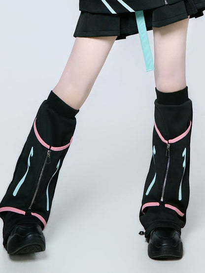 Pink with Warmers and Zipper Detail Green Leg