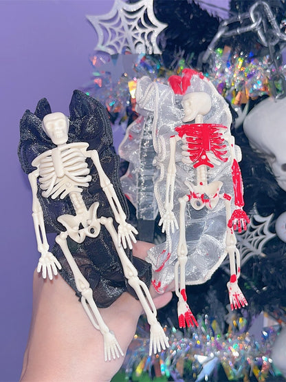 ホワイト/ブラック ハロウィン スケルトン レーストリム KC