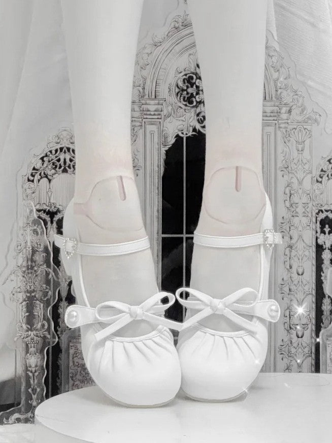 Toe PU Off Shoes Low-heel White Round -