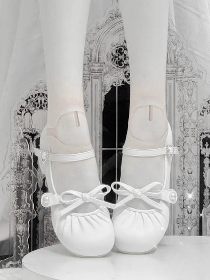 Toe PU Off Shoes Low-heel White Round -