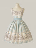 Clock Print and Short Blue Version Lolita Classic Floral Skirt Jumper