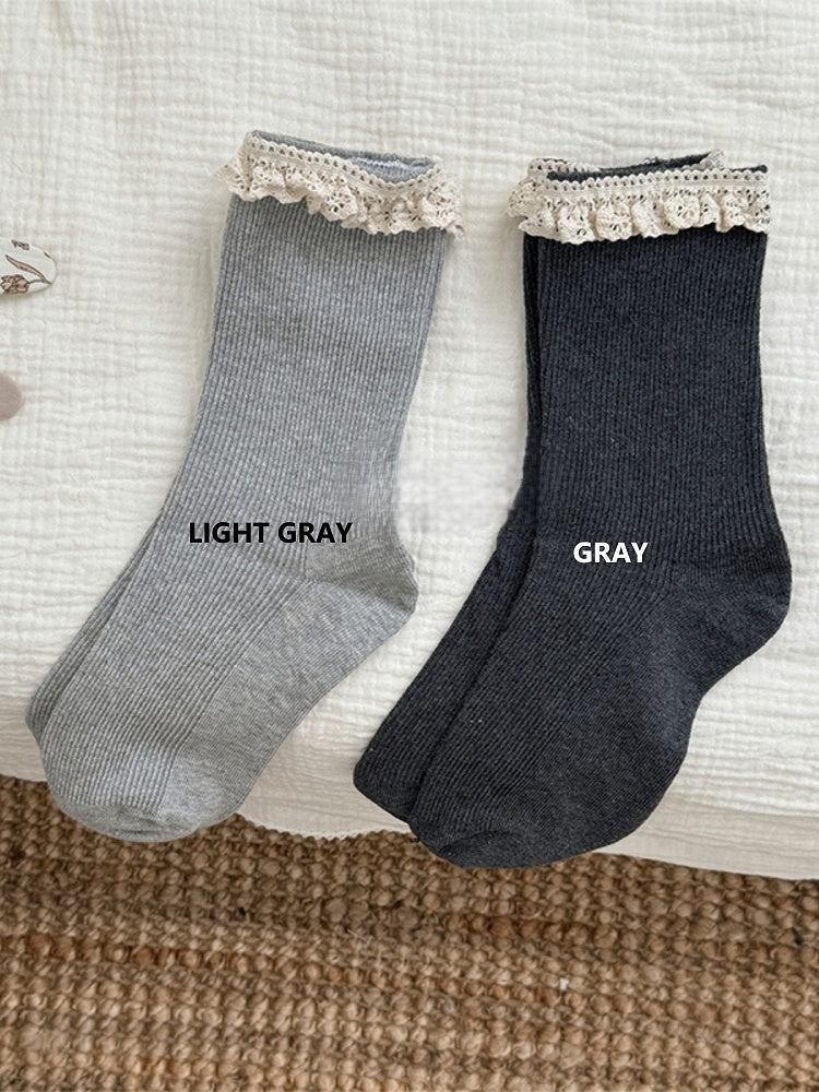 Options Sweet Calf Lace-Trimmed 7 Socks
